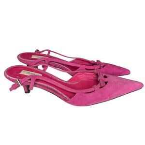 Prada pink suede slingback kitten